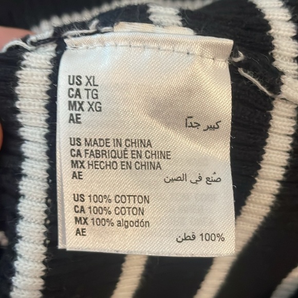 Karen Scott Navy White Gray Striped Turtleneck Sweater XL - Picture 4 of 5